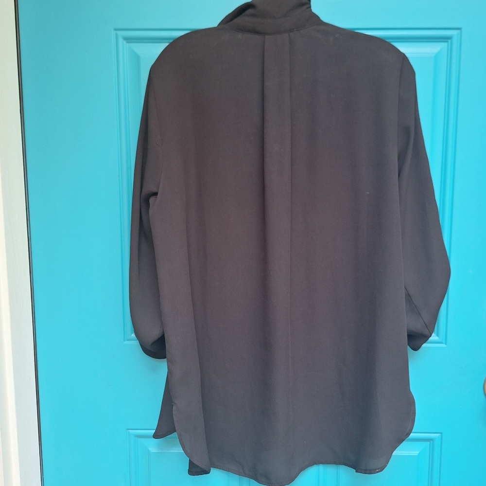 Michael Kors Top Blouse Zipper 3/4 Long Sleeves Collar Pockets Logo Hardware M - Picture 3 of 14